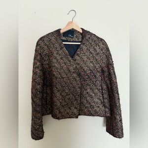 Textured Blazer in Black and Brown